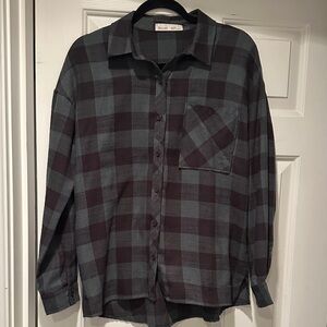 Be Cool s/m Casual Plaid Shirt - Black and Green.  Like new